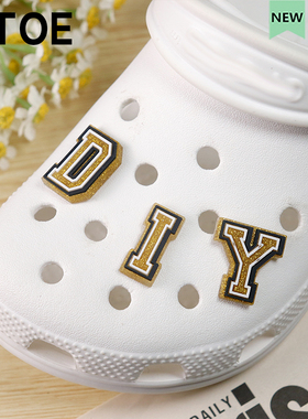 MTOE 软胶金粉英文字母Crocs洞洞鞋配饰diy鞋带扣配件鞋花TJC扣