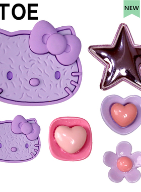 MTOE 紫色猫咪洞洞鞋配饰diy鞋带扣扑家大孔nativ小孔鞋花备注