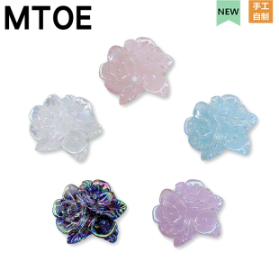 带扣配件cros浦西鞋 MTOE 果冻色三花玫瑰洞洞鞋 配饰diy鞋 备注a