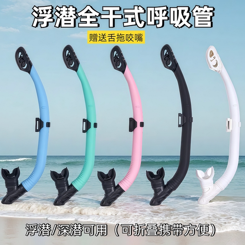浮潜全干式呼吸管硅胶水肺通用