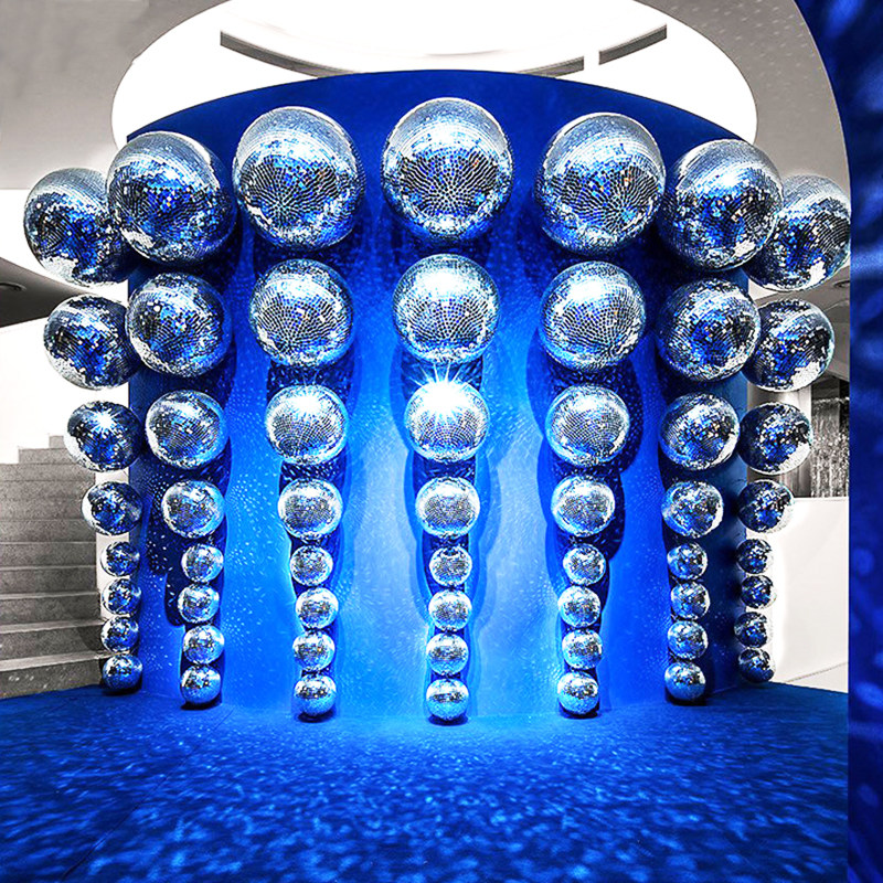 圣诞婚庆镭射球橱窗展示银色disco镜面球迪厅包房酒吧ktv反光圆球
