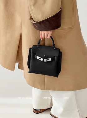 小瑞靓包 巴黎未晚 荔枝纹软皮凯莉包包女2026新款手提单肩斜挎包