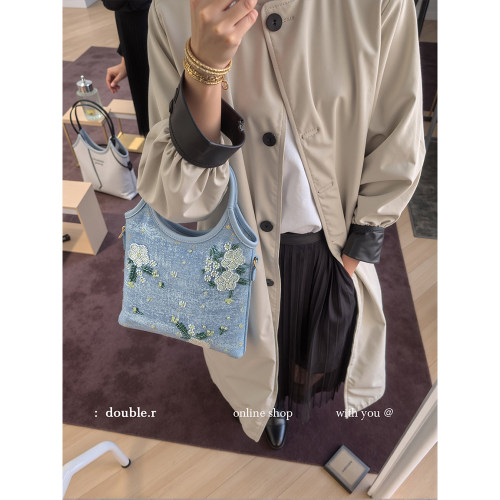 DOUBLE.R小瑞靓包刺绣牛仔托特包