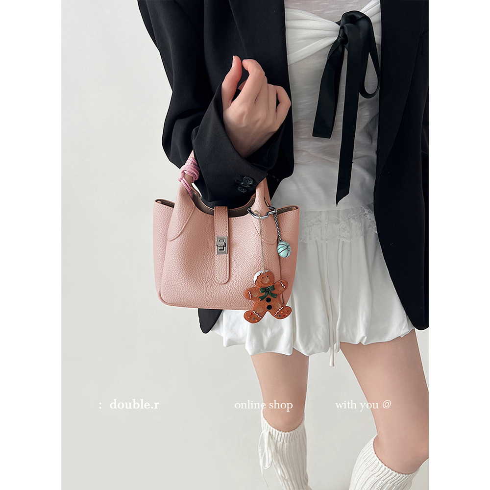 DOUBLE.R小瑞靓包荔枝纹手提包女