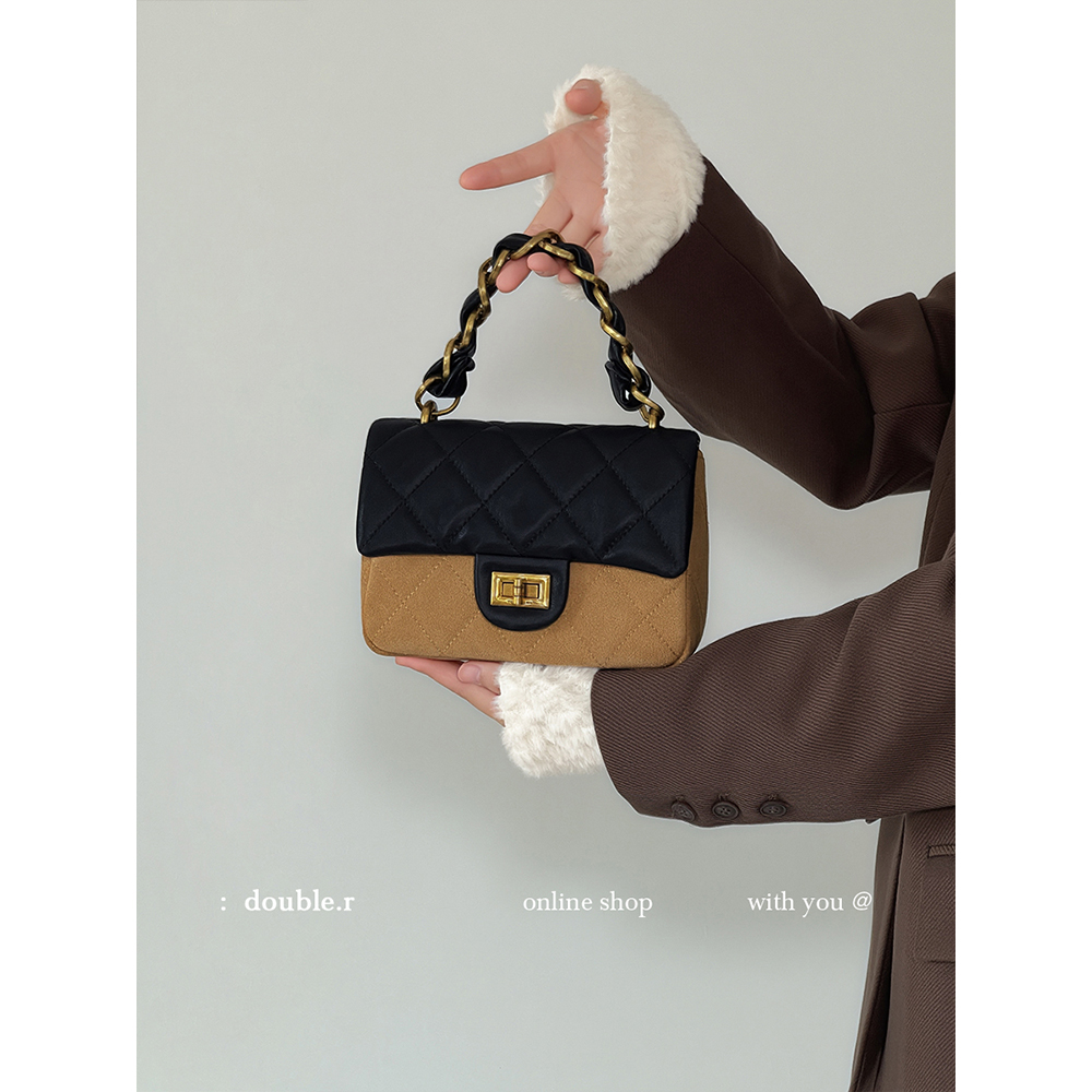 DOUBLE.R小瑞靓包秋冬撞色斜挎包