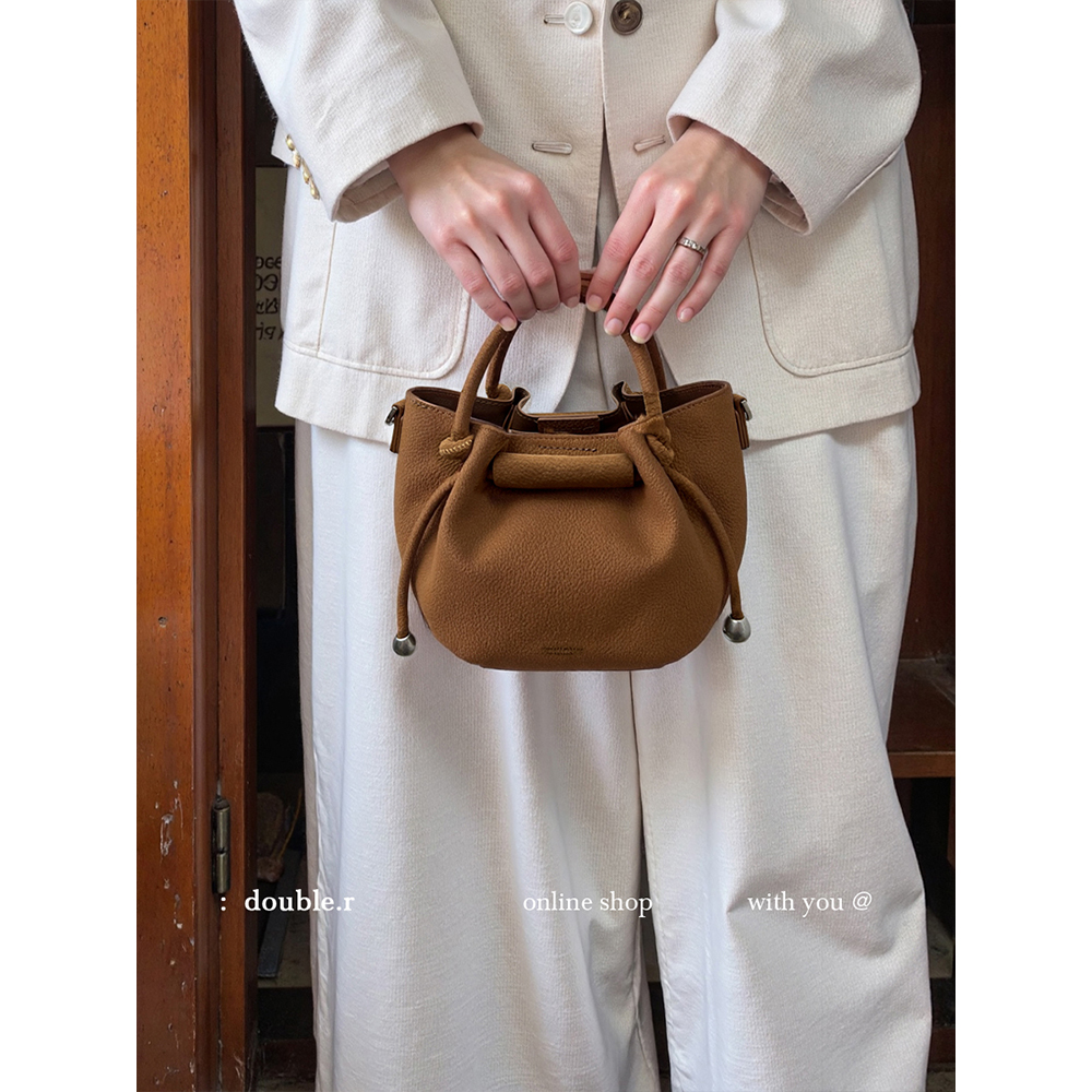 DOUBLE.R小瑞靓包褶皱手提水桶包