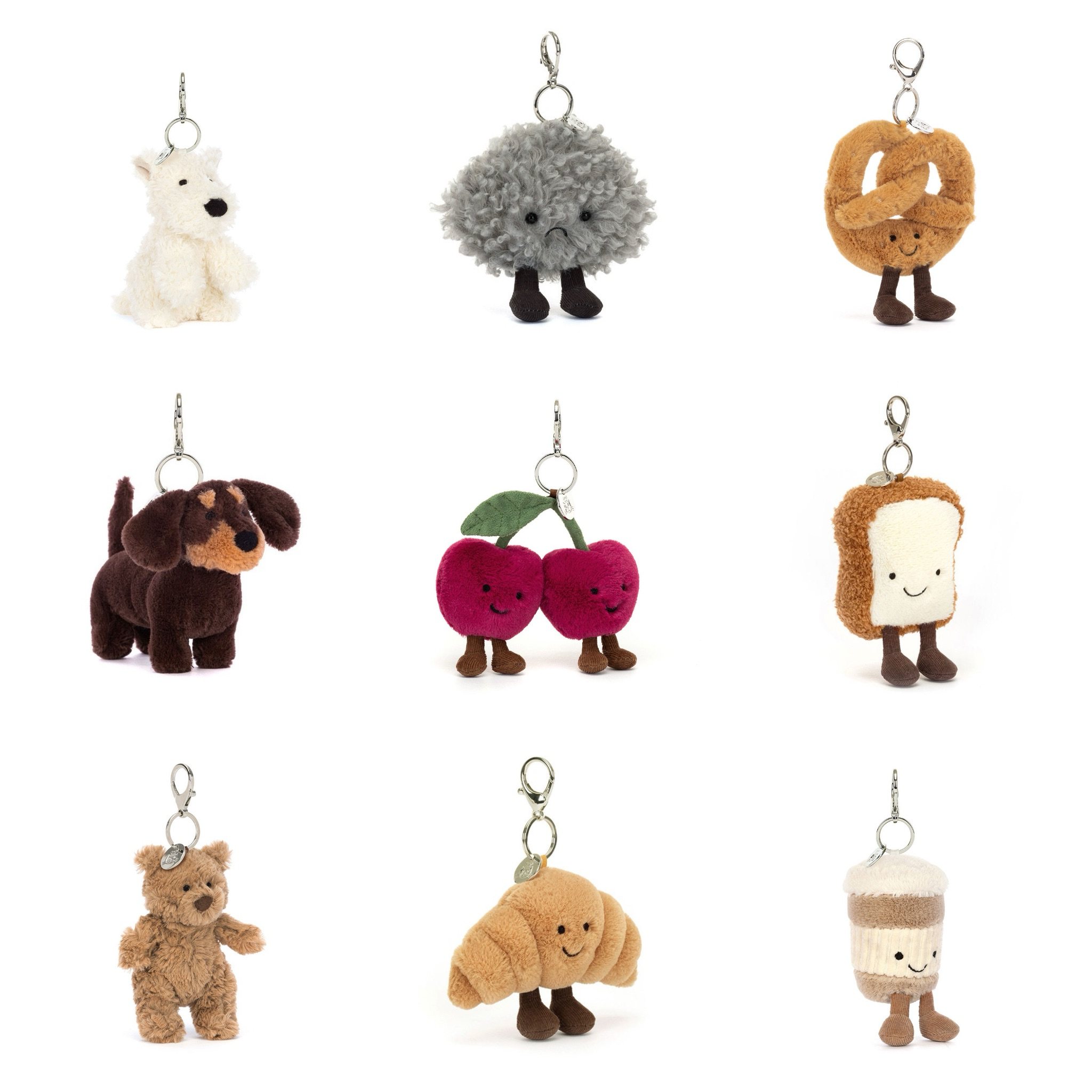 正品现货Jellycat碱水结牛角包可颂乌云太阳樱桃西高地挂件包挂图片