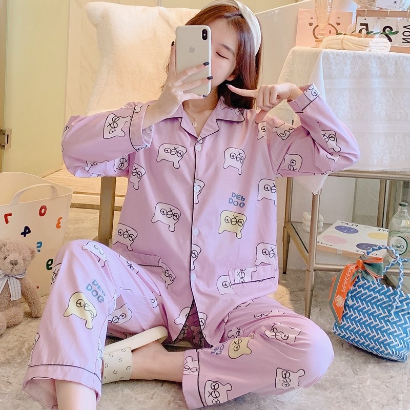 女棉布全棉青年睡衣卡通家居服
