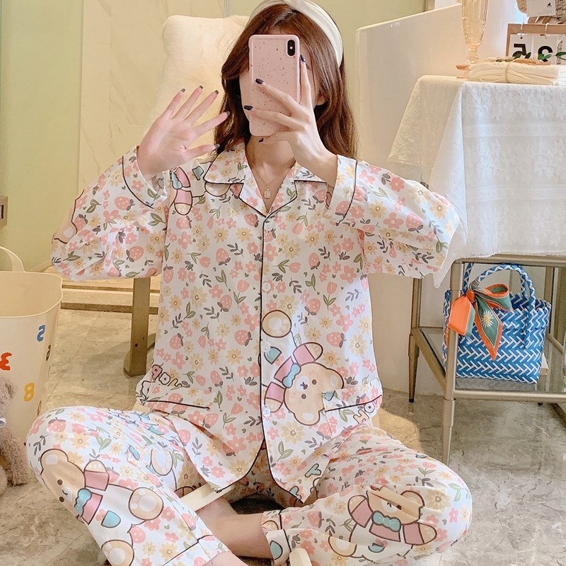 女梭织棉布家居服可爱