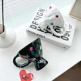 HoneyMee辣妹风宝石马克杯小众设计少女心陶瓷钻石情侣水咖啡杯子