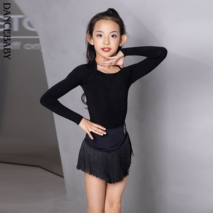 dancebaby拉丁舞练功服女儿童夏季 专业上衣DAS224 跳舞蹈上衣长袖
