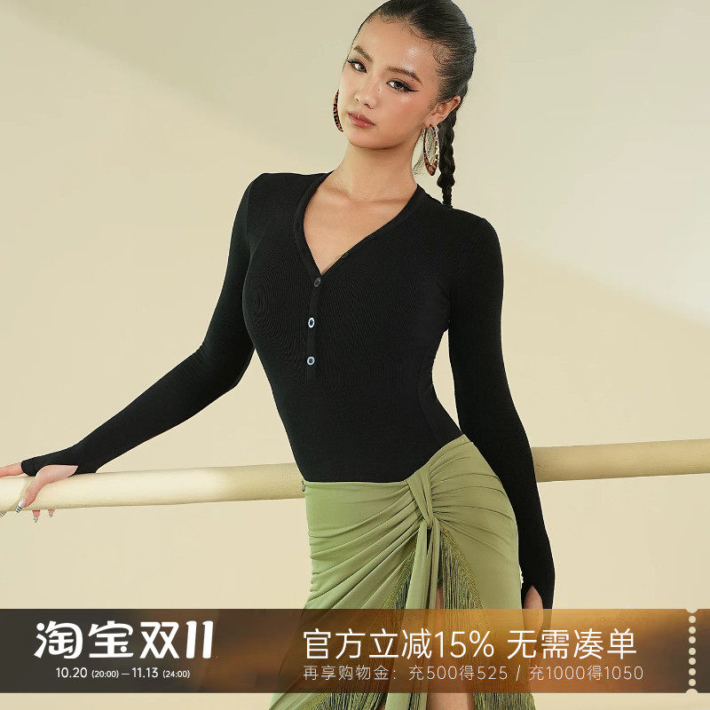 贝蒂拉丁舞连体上衣百搭成人国标长短袖舞蹈练功服女训练服YS424