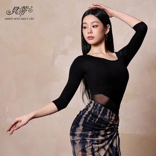 DANCEBABY拉丁网纱拼接上衣