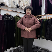 连帽羽绒服外套小个子厚实保暖奶奶装 高档中老年妈妈冬季 绣花大码