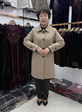 中老年秋季新款翻领风衣外套女中长款2025休闲气质纯色妈妈中长款
