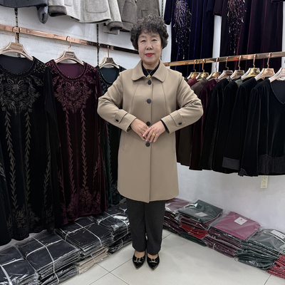 中老年秋季新款翻领风衣外套女中长款2025休闲气质纯色妈妈中长款