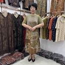 妈妈装 中老年女装 中长款 中国风真丝时尚 连衣裙女40岁50改良旗袍式