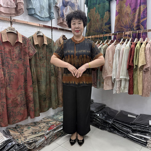 中老年妈妈新中式复古衬衫短袖2026立领民族风休闲时尚奶奶套装2