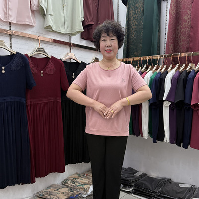中年妈妈夏季新款圆领天丝棉休闲短袖t恤衫女40-50岁宽松大码体恤