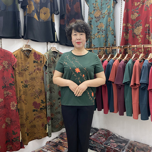 中老年夏季T恤衫女短袖印花小衫