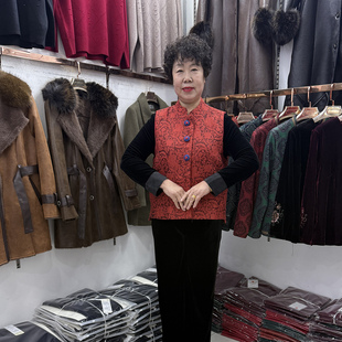 【新年款】妈妈春季新款圆领提花马甲外套女流行花色宽松坎肩开衫