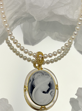 S925德国玛瑙卡梅奥女神吊坠项链