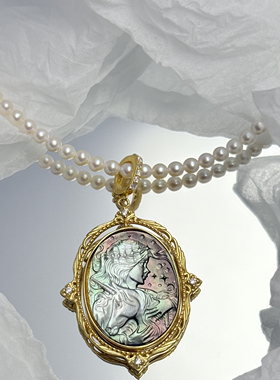 S925纯银贝雕梦幻独角兽少女吊坠