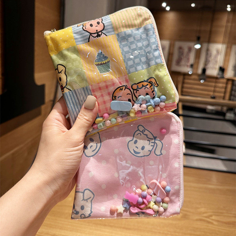 新款可爱小女孩卡通印花流沙口红包零钱钥匙卡包L型拉链收纳小包,收纳整理,化妆包,淘宝优惠券,粉丝福利购,淘宝优惠卷
