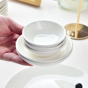纯白色陶瓷味碟家用商用饭店调料碟小吃碟子酱料碟釉下彩可微波炉