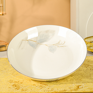 大号果盘高端家用时尚金边轻奢清雅陶瓷盘套装家用餐厅餐具组合