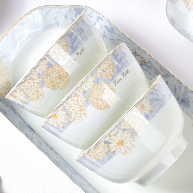 玉珑1992陶瓷碗家用吃饭新款轻奢金边精致4.5英寸小号米饭碗高档