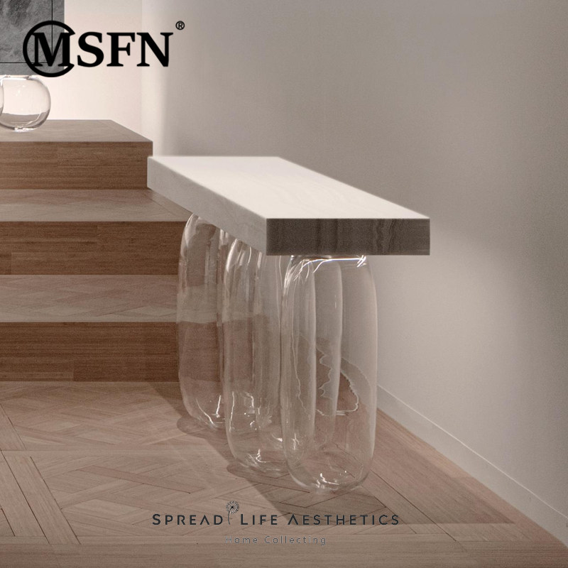 玛斯菲诺摩登现代创意反重力设计网红玻璃玄关几小户型别墅样板间