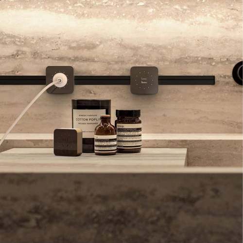 电力轨道插座嵌入式餐柜厨房专用移动排插无线 线暗装滑轨插排