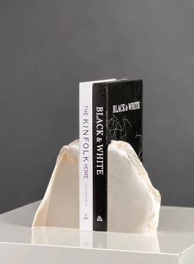 新中式云石大理石书挡艺术书房摆创意书压样板间书房书柜书靠摆件