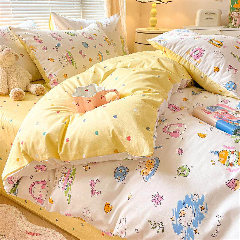 少女风学生宿舍四件套床上用品可爱儿童单人单件被罩罩床品三件套