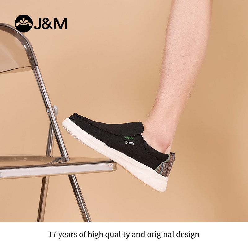 jm快乐玛丽健步鞋2025春季新款软底舒适一脚蹬休闲防滑运动布鞋男