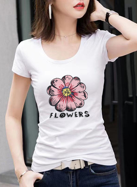 新款短袖t恤女修身夏季新款打底衫时尚薄款半袖T显瘦上衣黑白色
