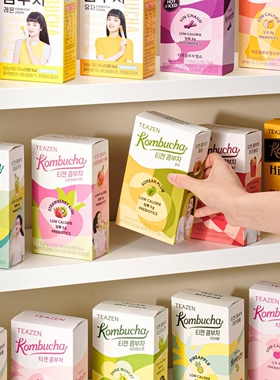 韩国进口teazen水蜜桃葡萄速溶康普茶BTS田柾国气泡茶饮料无砂糖