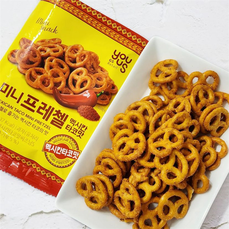 韩国进口零食 gs25便利店友施墨西哥辣椒味酥脆休闲蝴蝶饼干70g