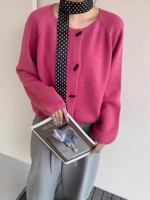 羊毛衫100纯羊毛牛角扣毛衣开衫外套女2025新款长袖秋冬高级感秋