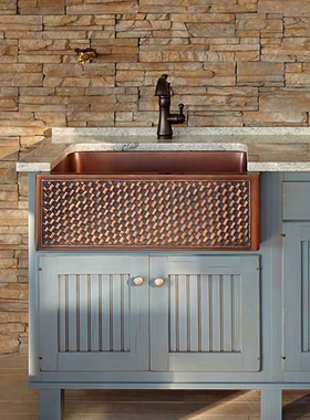 美式复古手工铜水槽洗碗池洗菜盆前置定制farmhouse sinks洗水池