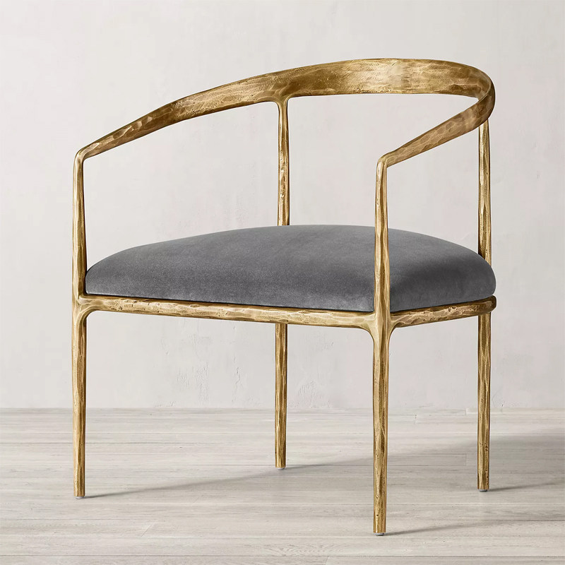 意大利轻奢风后现代简约布艺沙发锻打黄铜实心别墅样板房家具定制