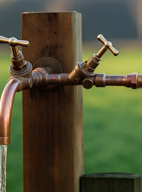 户外庭院工业风复古暗装入墙定制阳台铜不锈钢加长面盆艺术水龙头