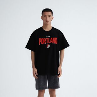 美式波特兰开拓者杨瀚森篮球运动速干宽松短袖T恤球衣投篮服男