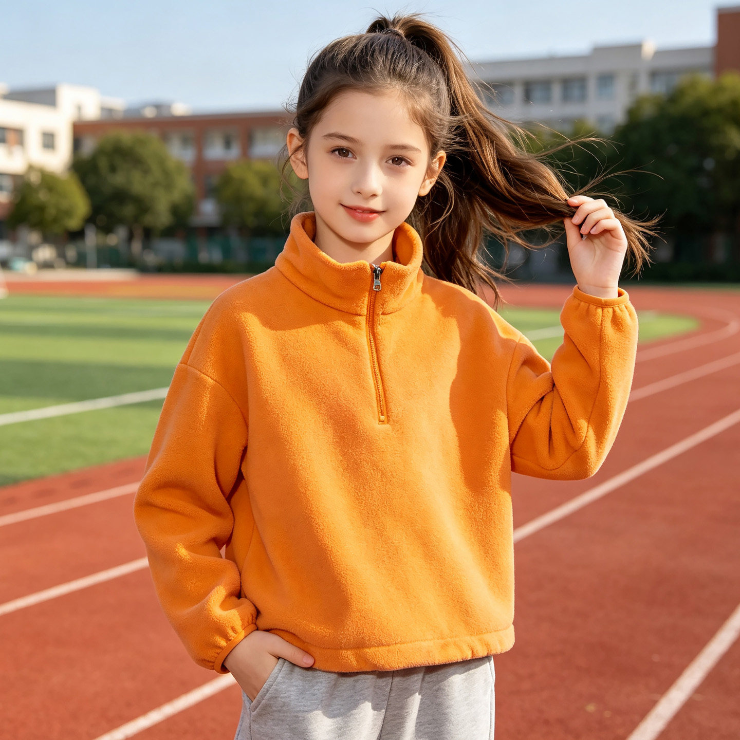 女童加绒卫衣摇粒绒秋冬保暖儿童新款内搭绒衫中大童上衣洋气童装