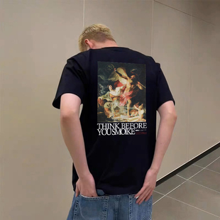 Art T恤 THINK 短袖 男女情侣美式 Hoodie SMOKE YOU BEFORE FR2