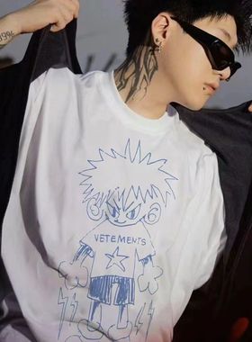 MerryWannaBe MWB capper同款闪电小子印花男女情侣美式短袖T恤