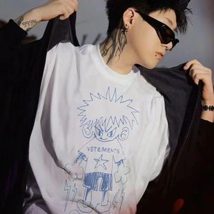 MerryWannaBe MWB capper同款闪电小子印花男女情侣美式短袖T恤