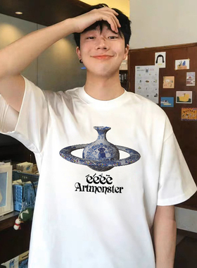 “瓷西太后”| eeee设计师款恶搞短袖宽松复古青花瓷印花T恤夏季