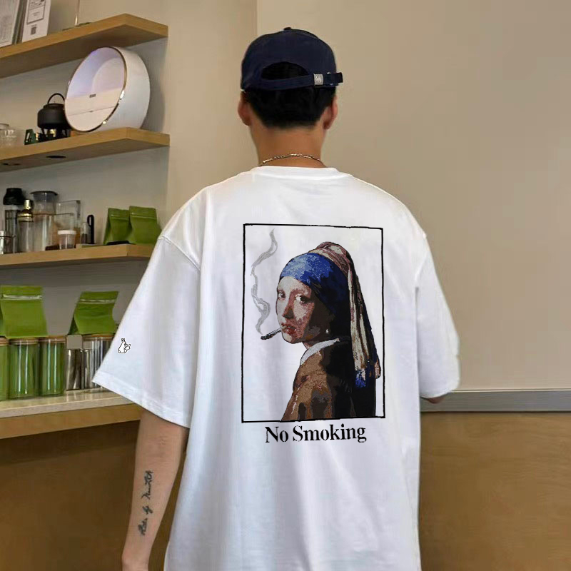 #FR2禁止吸烟少女美式短袖T恤